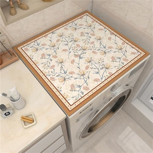 Xisnuient Blumen-Waschmaschinenunterlage, Gitter-Trockner-Oberseite, Schnelltrocknend, Wasserabsorbierend, Geeignet Für Küche, Waschküche, Wasserdicht, Mikrowelle, Kühlschrank (Colour 3,60x60cm)