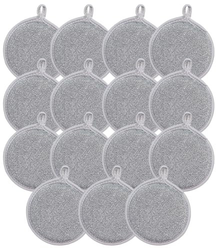 LYEAA Trapos para Lavar Platos de Alambre Plateado de Doble Cara Limpiador de ollas Multiusos Trapos de Limpieza Esponja incorporada Alambre Plateado Trapos para ollas Herramientas de limpie