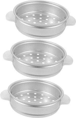 Cabilock 3St Reiskocher-Dampfgarer Dampfgarer Zubehör Ersatzteile für Reiskocher Dampfkorb Rezepte Fischdampfer Dampftopfeinsatz Knödel Dampfgarer stapelbare Dampfeinsatzpfannen Aluminium