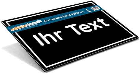 Schild mit Wunschtext für Privatgrundstück, Alu 450x300 mm, Schwarz | personalisiertes Alu-Verbund-Schild 450x300 mm, wetterfest & UV-beständig, für Grundstück, Privatweg & Einfahrt