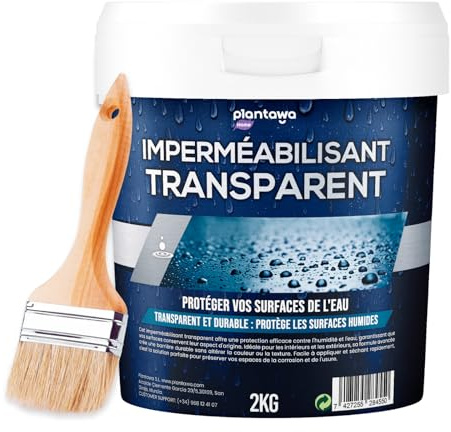 Plantawa Impermeabilizante Transparente 2kg | Revestimiento impermeable definitivo, Genera Película Protectora, Resistente al Agua y Humedad, Revestimiento Impermeable para Interiores y Exteriores