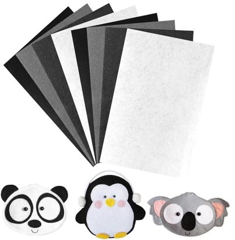 Deepton Bastelfilz 2mm, Filz zum Basteln, 4 Farben Filzstoff 20 x 30cm | Vliesstoff Stoff Filzplatten für DIY Handwerk Nähen Manual Decoration, Schwarz Weiß Serie