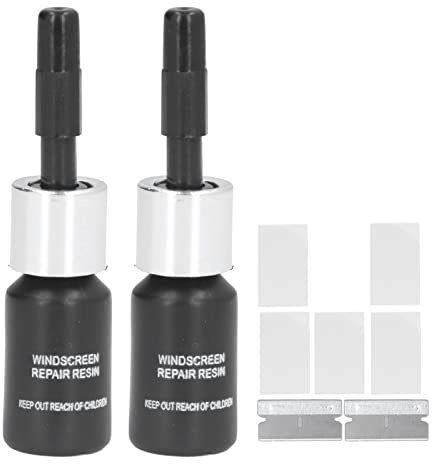 Kit Riparazione Parabrezza Auto, 2 Pezzi, Liquido per Crepe e Fluido per Vetri, Colla Fai da Te