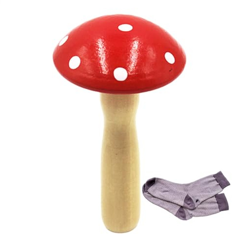 Wooden Mushroom Darner-Wooden Darning Mushroom Darning Needles,Lightweight Darner Mushroom Patch Tool,Portable Darning Mushroom Kit for D IY Sewing Wool, Socks, Clothes, Home D IY Hand Sewing Crafts