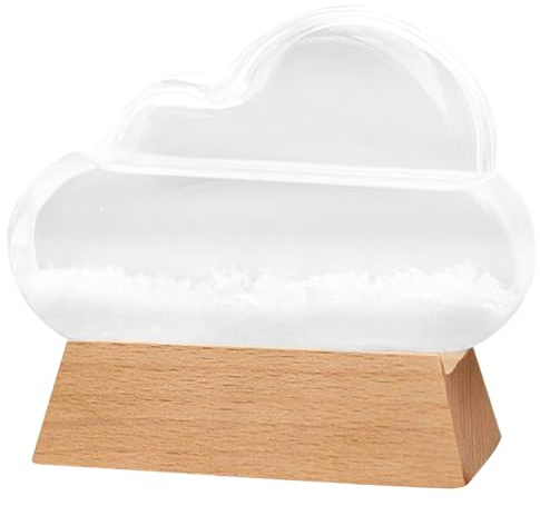 Storm Glass Metel Presine di nuvola Forma Predittore meteo in vetro tempesta con base decorativa in legno Bottiglia di stazione meteorologica per decorazioni per la casa Regali regalo Storm Glass