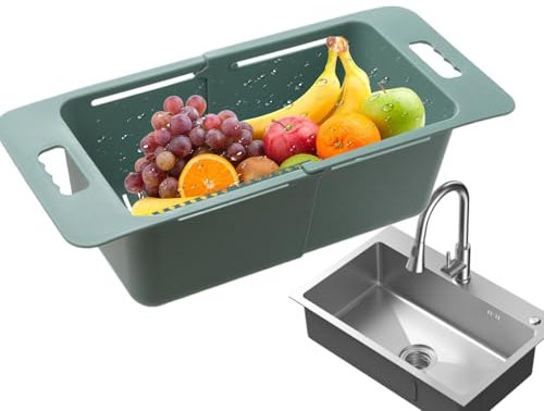 Fruit Strainer, Extendable Washing Bowl Food Drain Basket, Sink Dish