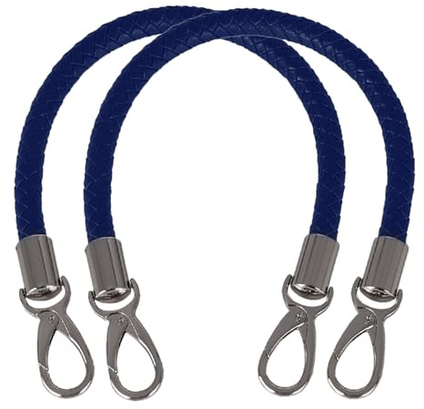 Mture 2 Stück 40cm Leder Taschengriffe mit Karabinerhaken, Blau | Ersatzgriff für Handtaschen, Schulterriemen für Taschen, Lederhenkel für Taschenherstellung