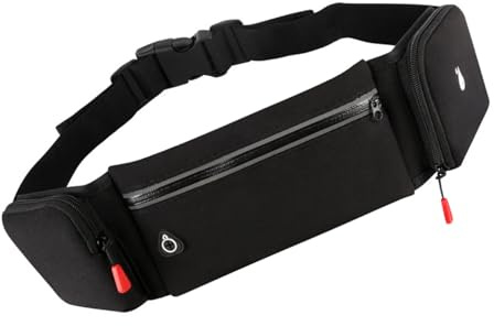 Gürteltasche mit zwei Taschen, für Laufen, Geldgürtel, wasserdicht, für Reisen, Workout, Sport, Hüfttasche, Farbe: Schwarz