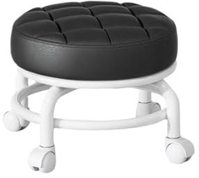 YXADGML Drehhocker Rotierender Pediküre-Spa-Schönheitssalon-Hocker mit Rädern, Wohnzimmer-Schuhwechsel-Niedrighocker, Schönheitssitzstuhlmöbel(Black)