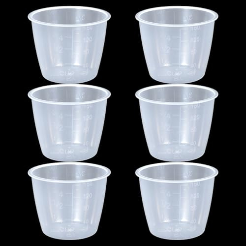 Qianyu 6 Stück 160 ml Messbecher transparente Plastik meßbecher aus Kunststoff Präzisions Messbecher mit Maßstab Mark Dosierhilfe für Labor Basteln Gießformen Schmuck Machen Küc