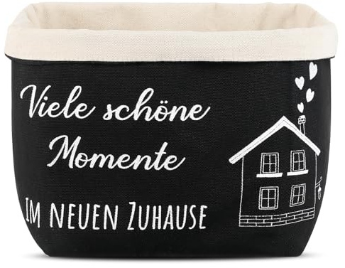 Xuniea Cesta de Pan con Viele schöne Momente IM NEUEN ZUHAUSE Regalo por Mudanza Bolsa de Pan Idea de Regalo de Inauguración Bolsa de Marroco de Tela (Negro)