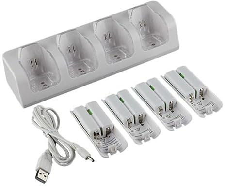 POPETPOP Adattatore per Batteria Slot Stazione di Ricarica Batteria Cavo USB Caricabatterie Compatto in Plastica Bianca Ricarica Pile Ovunque