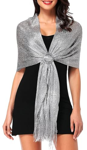 YIFLorine TANG Glitzer Stola Damen,Glänzendes Metall Schal Stola Damen,Stola für Abendkleid,Stole mit Schnalle,Frauen Braut Hochzeit Schal,für Abendkleider Kleider Hochzeitsfeier（Gold）