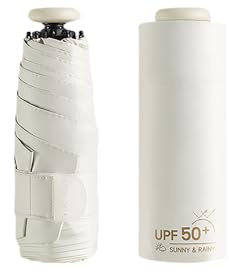 Mini Taschenschirm mit Kinder Reise Regenschirm Freien UV schutz UPF 50, 99,9 %Sonnenschutz Koffer Kompakt Beschichtung Gegen Feuchtigkeitsschäden für Damen Umbrella Klein Durchmesser 91 cm