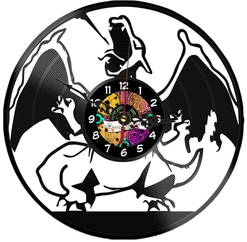 il catoju del vinile -Orologio da Parete in Vinile videogame– Design drago- Idea Regalo per Fan e Bambini - Decorazione Camera da Letto o Ufficio - prdotto handmade