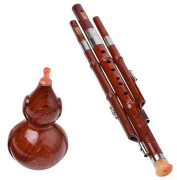 CLISPEED Traditionelle Hulusi Flöte für Anfänger Chinesisches Ethnisches Musikinstrument aus Hochwertigem für Musikliebhaber und Schüler Leicht Transportieren