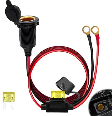 Presa Accendisigari 12V/24V DC Auto Presa Accendisigari con Cavo Prolunga Adattatore Universale Impermeabile con 20A Fusibile Cavo di Connessione 14AWG 2,5 mm² per Barca Auto Motocicletta Navi