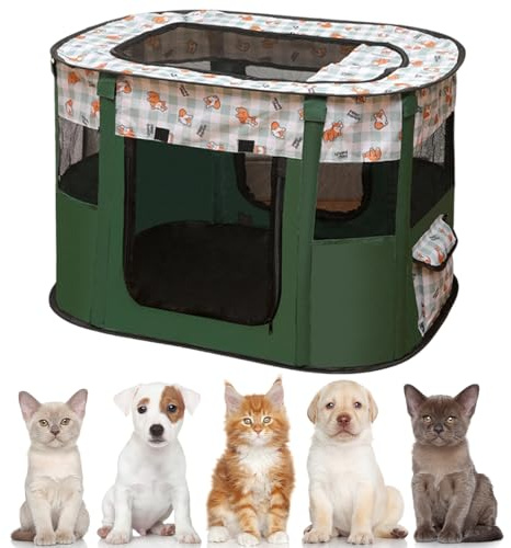 Welpenauslauf Tierlaufstall, 70x55x40cm WelpenLaufstall Freigehege für Hunde, Katzen, Hasen & Kleintiere im Innen- und Außenbereich