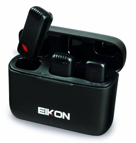 eikon Twinstream – Microfono Wireless Doppio a Clip per Smartphone (USB-C e Lightning) – Audio Professionale Omnidirezionale, Plug & Play, 20 m di Portata, per Streaming, Vlog e Interviste | Per Smartphone