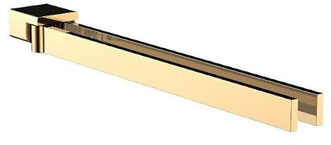 EMCO LOFT Handtuchhalter zur Wandmontage, schwenkbarer Badetuchhalter aus Aluminium, hochwertige Handtuchstange für Handtücher Gold poliert 31 cm 2 Armig
