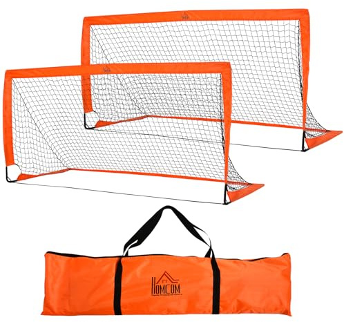 HOMCOM Fußballtor 2er Set Faltbar Wetterfest 183 x 90 x 90 cm | Mit Tragetasche, Outdoor Fußball Tore, Fußballtore für Erwachsene, Freizeit Garten Training