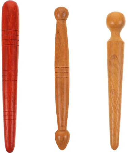 Didiseaon 3 Pezzi Bastoncino da Massaggio in Legno per Riflessologia Plantare e Corpo, Strumento Manuale per Piedi, Massaggio