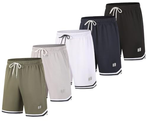fovdtaa 5 Pack Mens Sports Shorts Athletic Shorts Quick Dry Gym Running Fitness Workout Shorts with Pockets and Elastic Waistband