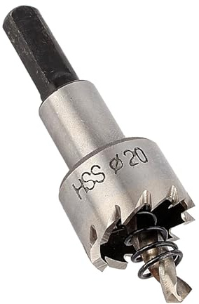 Walfront Cortador de Sierra Perforadora de Acero Inoxidable de 20 Mm, Broca para Metal con Dientes de Carburo con Taladro Piloto de Punta Dividida, Orificios Redondos de Corte Rápido para Placa de