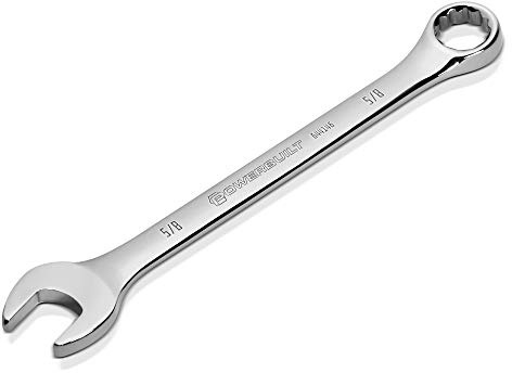 Powerbuilt 5/8-Inch Combination Wrench, SAE 12 Point Double Ended Box and Open End, Polished, 15 Degree Offset - 644146