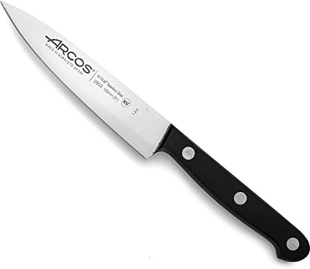 Arcos Couteau de Chef en Acier Nitrum 12 cm – Poignée Ergonomique en Polyoxyméthylène, Idéal pour Couper et Peler les Petits Aliments – Noir, Série Universelle