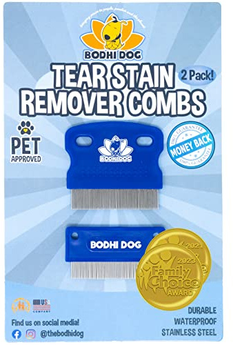 Bodhi Dog Tear Stain Remover Combs - Clean Crust, Dirt & Buildup Around Pet Eyes - Gentle, Durable, Easy-to-Use Grooming Tool for Dogs & Cats - Ideal for All Fur Types & Coats (Set of 2)