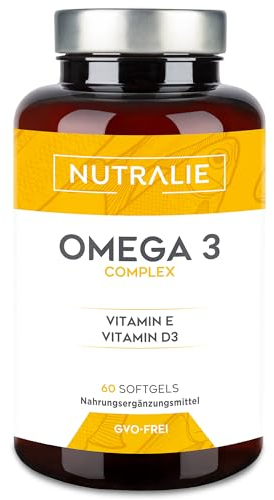 Omega 3 2000mg + Vitamins D3 & E | 1250 mg EPA-DHA per Dose | Premium Fish Oil Highly Concentrated 60 Capsules | Nutralie
