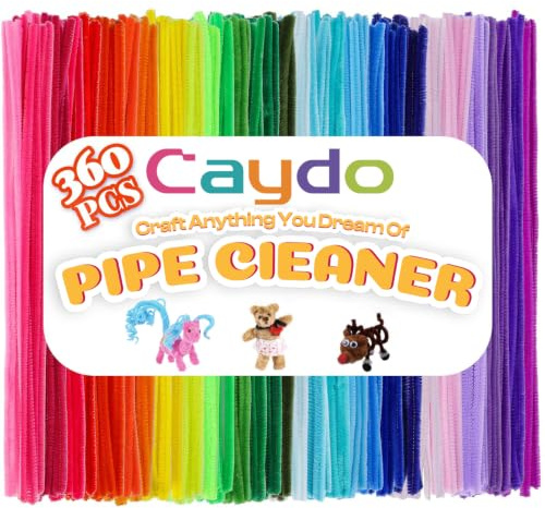 Caydo 360 Stück Pfeifenreiniger 40 sortierte farbige Chenille-Stiele für Kunst und Handwerk, Bastelbedarf für Kinder (6 mm x 30 cm)