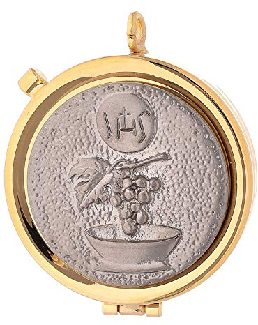 Holyart Custode à hosties argentée avec Calice IHS en Relief