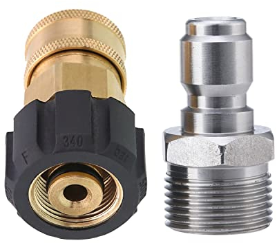 Tool Daily Adattatore per idropulitrice, kit di connessione rapida da 3/8 pollici, raccordo metrico da M22 da 14 mm a M22, 5000 PSI