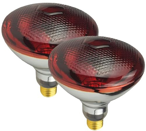 BONGBADA Heat Lamp PAR38 250W 2 Pack Red Infrared Heavy Glass Lamp Bulb for Food Service,Brooder Bulb,Chicks,Pet, Bathroom,Light Therapy,Reptiles and Amphibian.