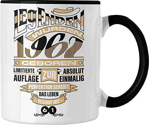 Trendation - 60. Geburtstag Tasse Frau Mann Geschenk 60er Geschenkidee 60 Mutter Vater (Schwarz)
