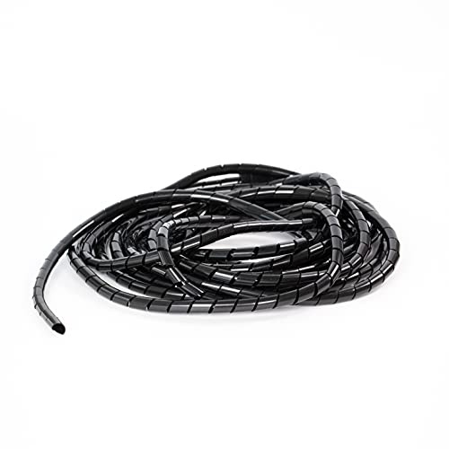Hicab Spiral-Kabelschlauch 10 m, Ø 6-60 mm, schwarz, kürzbar | Flexibler PE-Spiralschlauch, wickelt Kabelbündel sauber ein, mit der Schere kürzbar - für Schreibtisch, PC, TV und Werkstatt