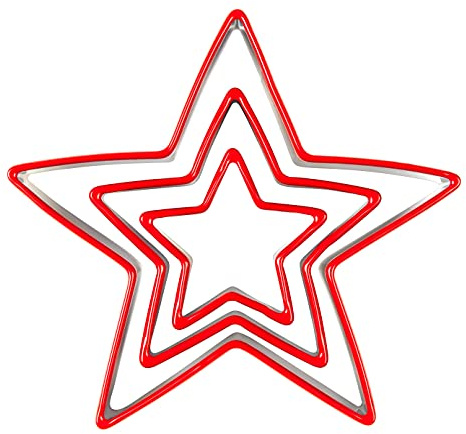 Tala Originals Soft Grip Star Cutters, Set of 3 Stainless Steel Cutters, Ideal for Pastry, Cookie Dough, Short and Gingerbread, Red