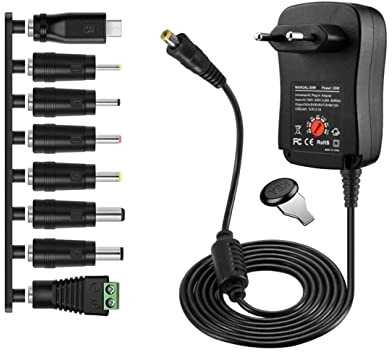Shentian Universal Netzteil AC Ladegerät 12V 9V 7.5V 6V 5V 4.5V 3V 1000mA 1A 2A Multi Spannung DC Netzteil mit 8 wählbaren Adapterspitzen für 3V-12V Haushaltselektronik und LED-Streifen