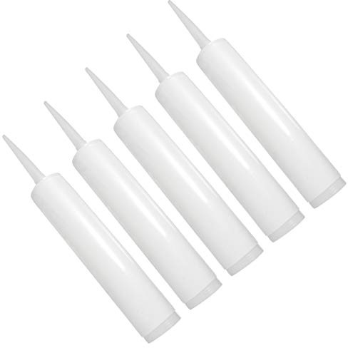 UPKOCH Refillable Caulk Tube 5 Pcs Empty Caulk Tubes Refillable Sealant Caulking Tube Home Improvement Construction Tool, White Fillable Caulking Tubes