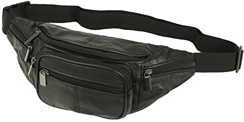 Gürteltasche Bauchtasche Hüfttasche Schwarz Echt Leder Umhängetasche