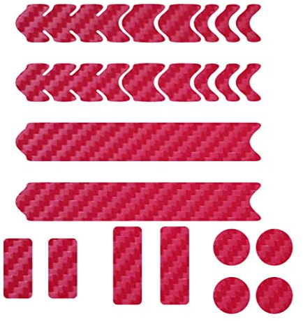 DualColorStampe Adesivi Protezione per Telaio della Bicicletta Pellicola Protettiva Adesiva in Carbonio MTB Mountain Bike Bici B0035 (Carbonio Rosso)