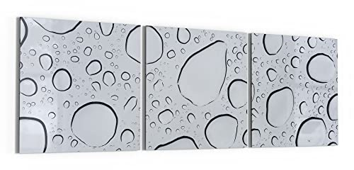 DEQORI Glasbilder Echtglas | Motiv Wassertropfenmuster | horizontal 3-teilig 150x50 cm | große XXL Deko | Wandbilder für Wohnzimmer, Schlafzimmer, Flur & Küche | moderne Wanddeko