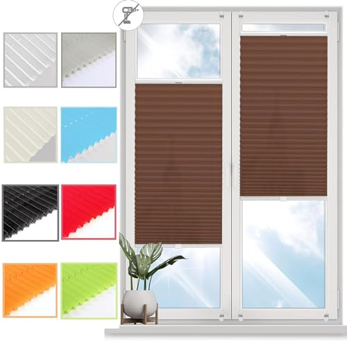 Estor Opaco sin perforación 20 x 40 cm Proteccion Solar, Stores Noche y día Persiana Térmica Opaca Estores Noche y Dia Elegantes para Ventanas y Puertas, Marrón