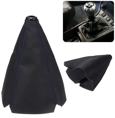 Cakievro 16 mm Universal Auto Schaltmanschetten Kohlefaser Auto Manueller Stick Shifter Knob Gear Shift Boot Cover Gamasche PU-Leder (blau)