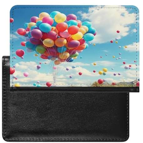 LFDSYEOQ Reisepasshülle aus Polyurethan, bunte Luftballons, blauer Himmel, Reisedokumente, Organizer, Schutz mit Kreditkartenfächern, für Damen/Herren, Bunte Luftballons mit blauem Himmel,