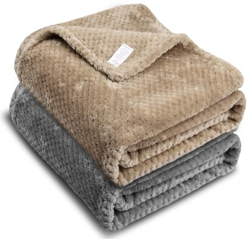 Elitecran 2 Pièces Couverture en Polaire Moelleuse Animal pour Chien et Chat, 70x100cm Plaid en Flannnel Polaire Compagnie Parfaite Lavable et Pelucheuse pour Canapé Divan Lit Jeté Doux et Chaud