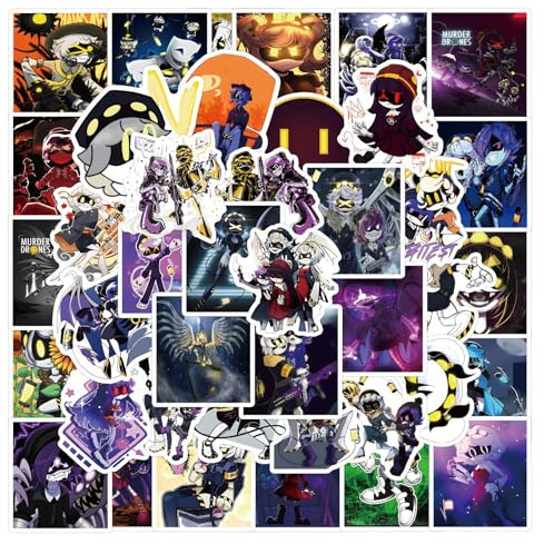 110pcs Murder Drones Stickers, Cool Gaming Stickers for Kids Teens Adults, Vinyl Waterproof Graffiti Decals for Laptop Luggage Skateboard Guitar