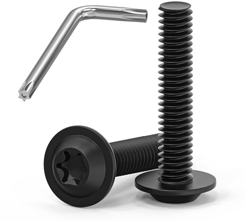 30 Stück M4x20mm Linsenkopfschrauben Schwarz, M4 Schrauben mit Flansch, A2 V2A Edelstahl Schrauben Torx, Flanschschrauben Maschinenschrauben Vollgewinde mit Torx Schlüssel für Möbel Verbindungs